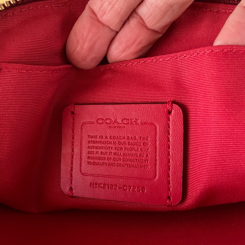 Coach Cherry Red Leather Quilted Crossbody Bag - Picture 4 of 7